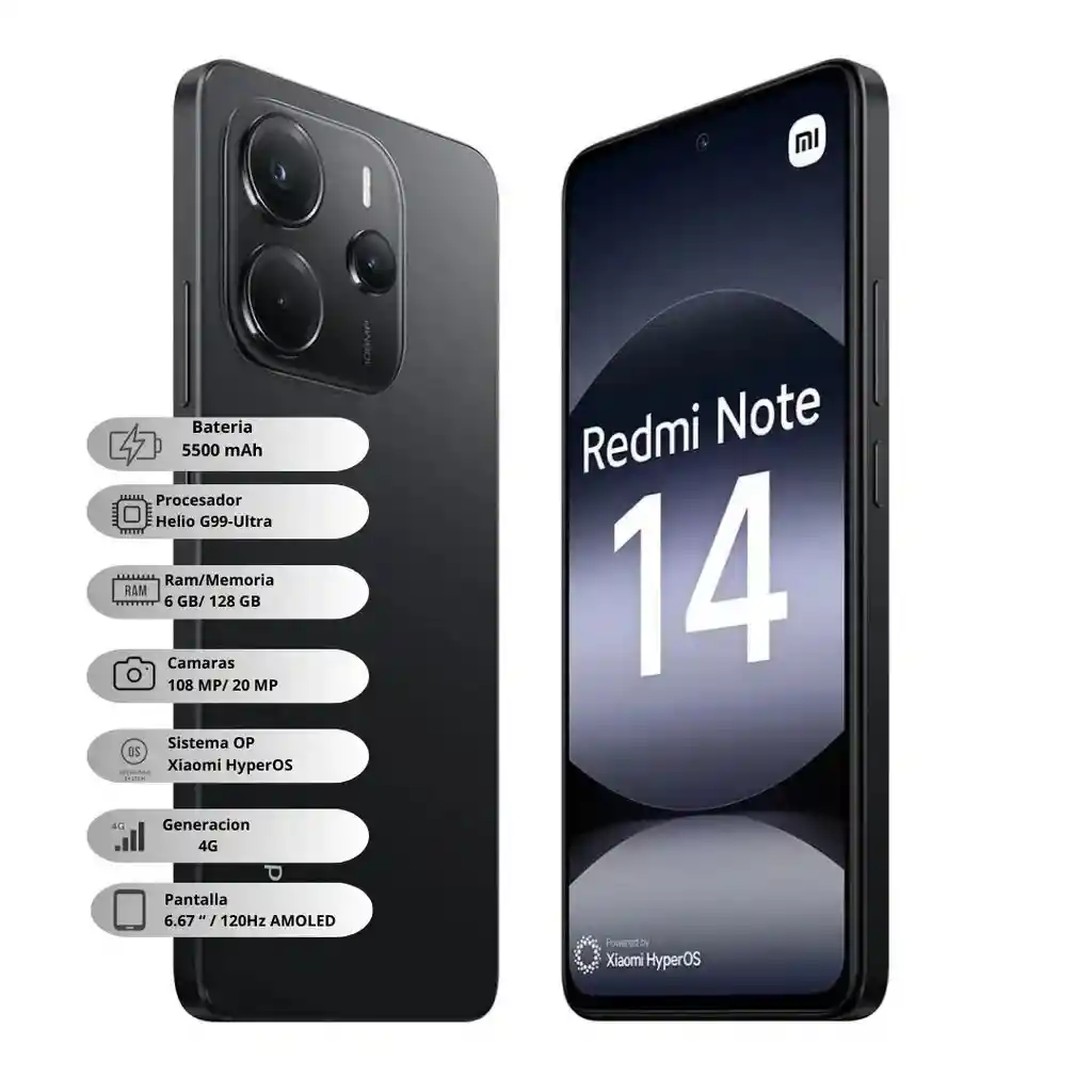 Celular Xiaomi Redmi Note 14 128gb 6ram Negro