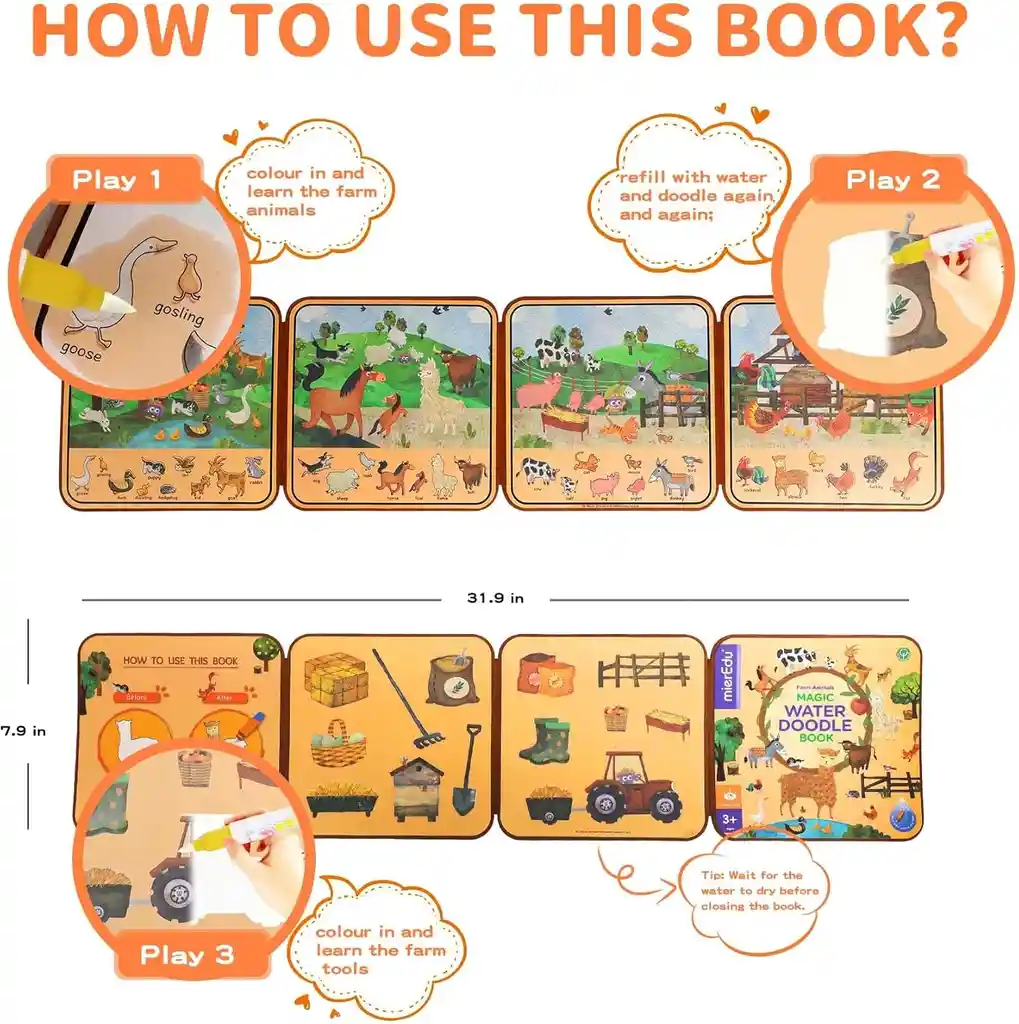 Libro Didáctico Actividades Reutilizable Con Agua Para Niños