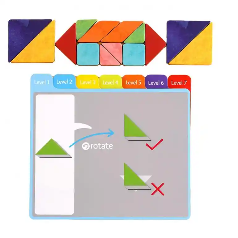 Juego Didáctico Tangram Magnético Con Desafíos Para Niños