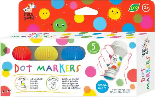 Juego Marcadores Lavables De Puntos 5 Unidades Para Niños