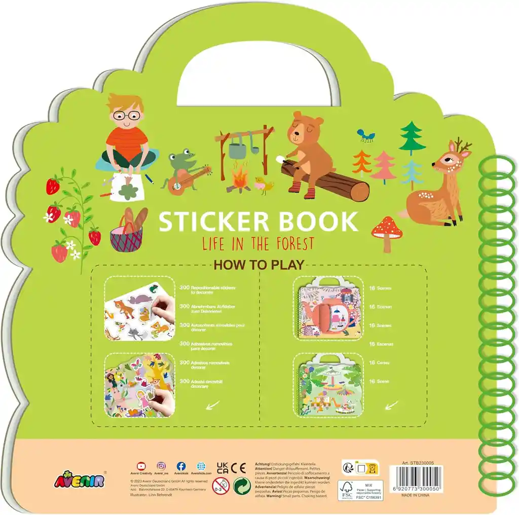 Libro Didáctico Con Stickers Temática Bosque Para Niños