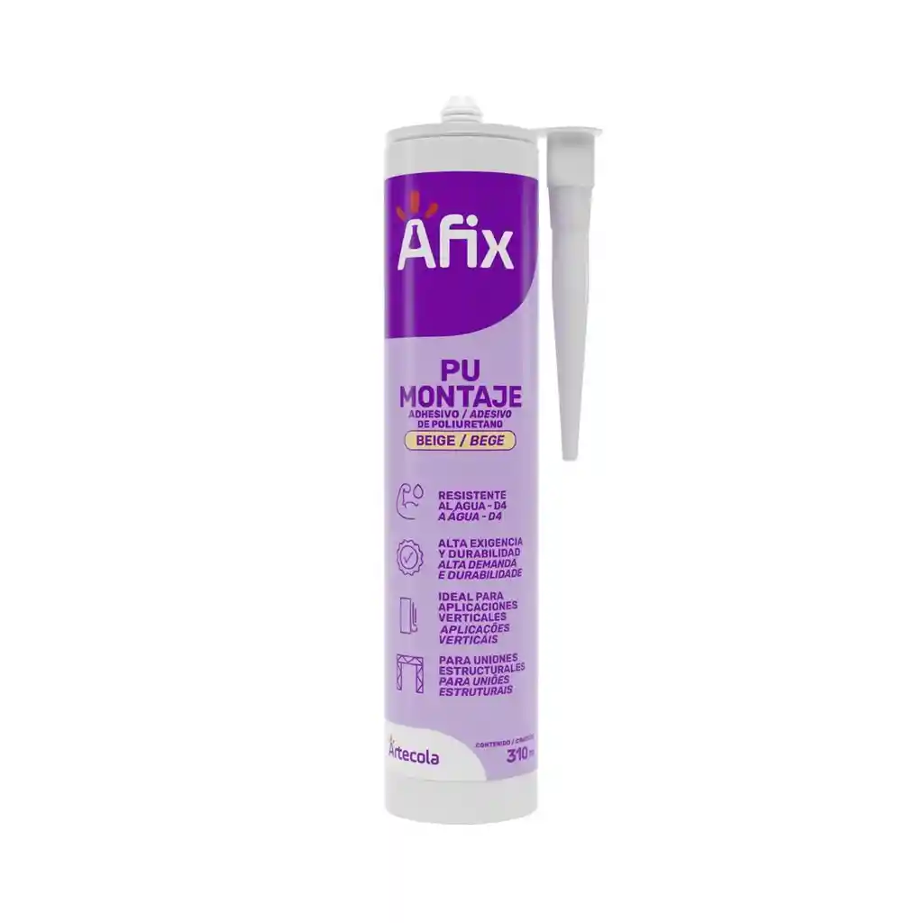 Montaje Pu Adhesivo De Poliuretano 310 Ml Afix Beige (0405871)