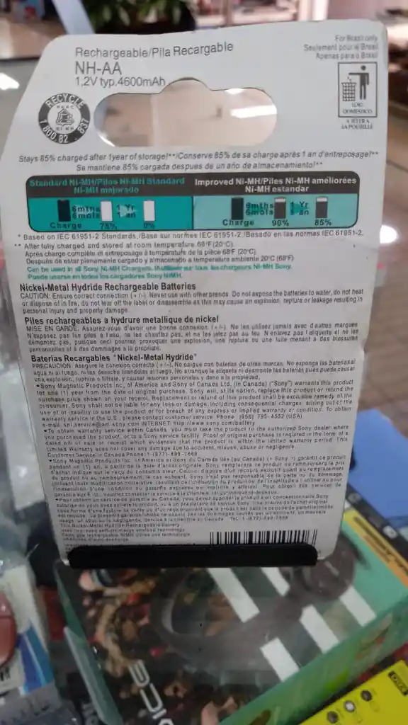 Batería Pila Recargable Aa Sony Blíster X 4 De 4.600 Mah 1.2 V