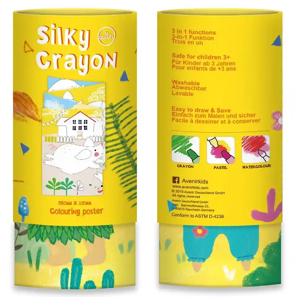 Set Didáctico Arte Con Crayones 3 En 1 Póster Para Niños