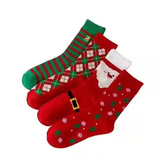 Paquete 4 De Pares Medias Estilo Clasico Navidad