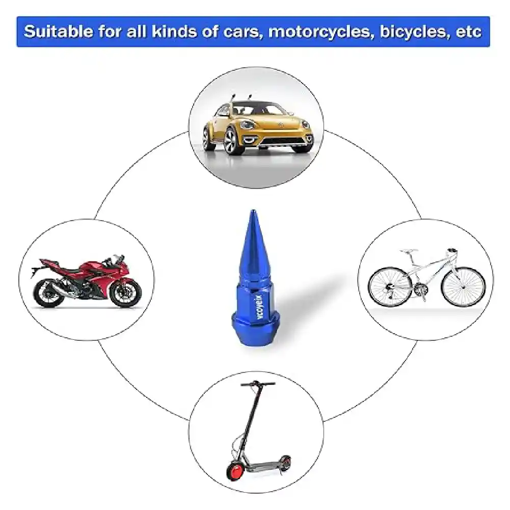 Tapa Válvula 4 Und Punta Lujo Carro Camioneta Moto Universl Azul