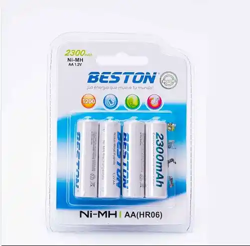 Pilas Blister X4 Baterías Aa Recargables Beston 2300mah-ni-mh Aa 1.2v
