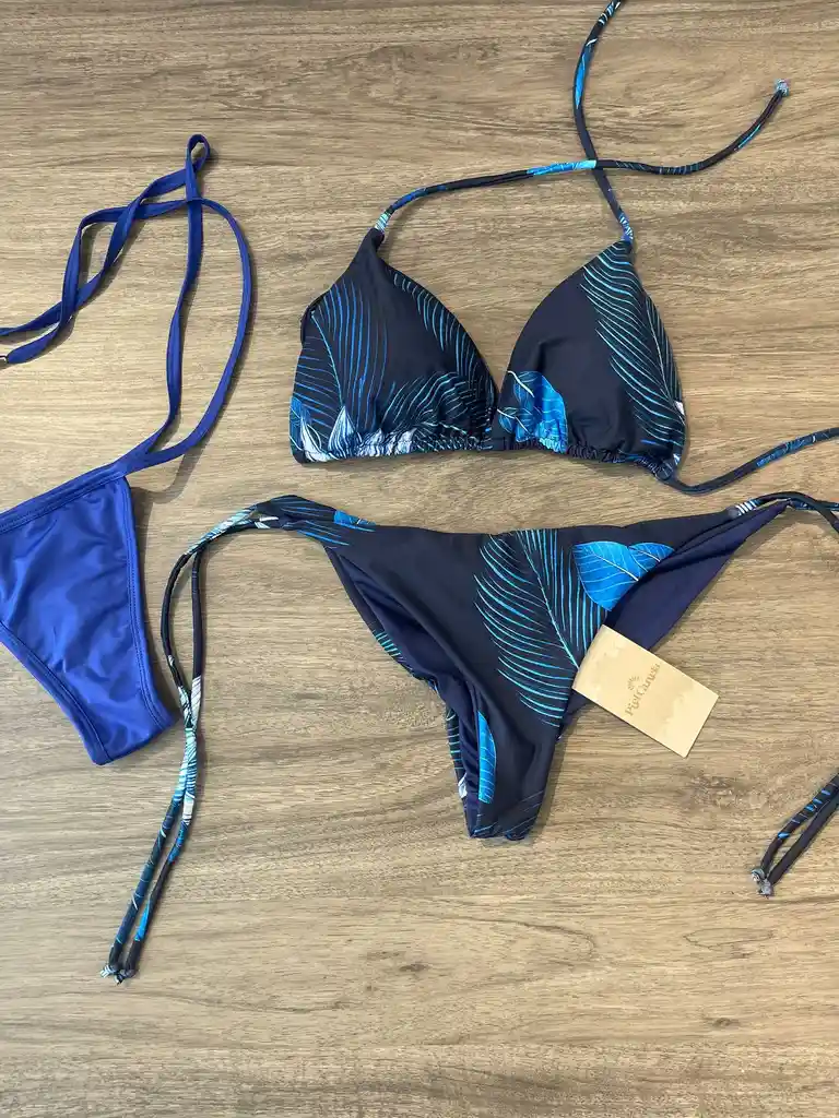 S - Vestido De Baño Azul Con Brasilera