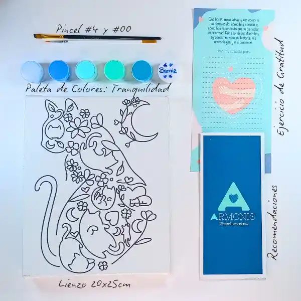 Kit De Arte-terapia: Entre Ronroneos 20x25cm + Tranquilidad