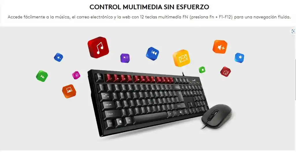 Eleva Tu Productividad Con El Combo Usb Genius Km-100se: Teclado Resistente A Derrames, Acceso Rápido A Copilot Y Mouse Óptico De 1200 Dpi