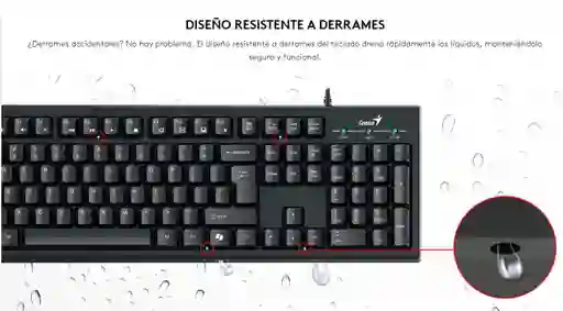 Eleva Tu Productividad Con El Combo Usb Genius Km-100se: Teclado Resistente A Derrames, Acceso Rápido A Copilot Y Mouse Óptico De 1200 Dpi