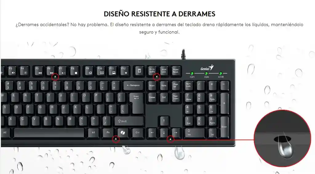 Eleva Tu Productividad Con El Combo Usb Genius Km-100se: Teclado Resistente A Derrames, Acceso Rápido A Copilot Y Mouse Óptico De 1200 Dpi