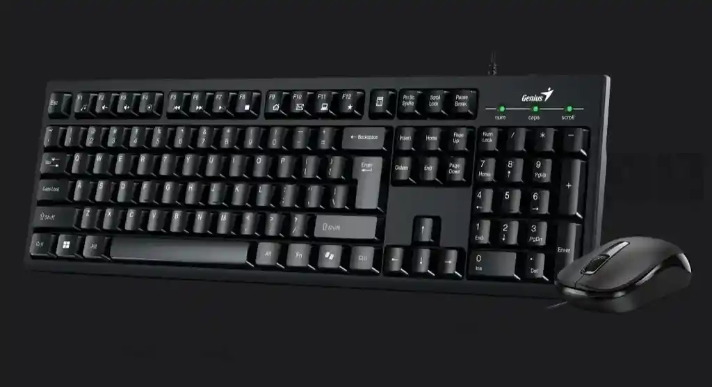 Eleva Tu Productividad Con El Combo Usb Genius Km-100se: Teclado Resistente A Derrames, Acceso Rápido A Copilot Y Mouse Óptico De 1200 Dpi