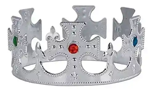 Corona Rey Flexible Ajustable Plateada Y Piedras Hora Loca Carnaval Halloween