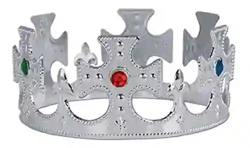 Corona Rey Flexible Ajustable Plateada Y Piedras Hora Loca Carnaval Halloween