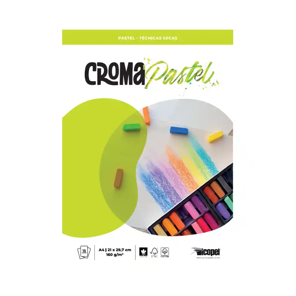 Set Block Croma Pastel + Tiza Pastel Suave Tiziano X 12 Und.