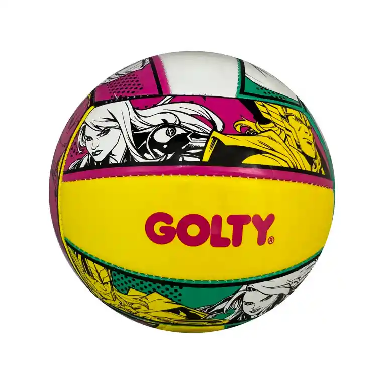 Balón De Voleibol #5 Golty Avengers Competencia/ Amarillo-verde-fucsia