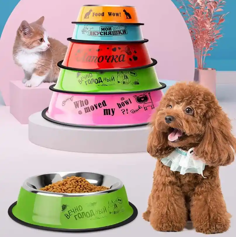 Comedero En Acero Inoxidable Con Color Y Dibujos 18cm Pc1118cm