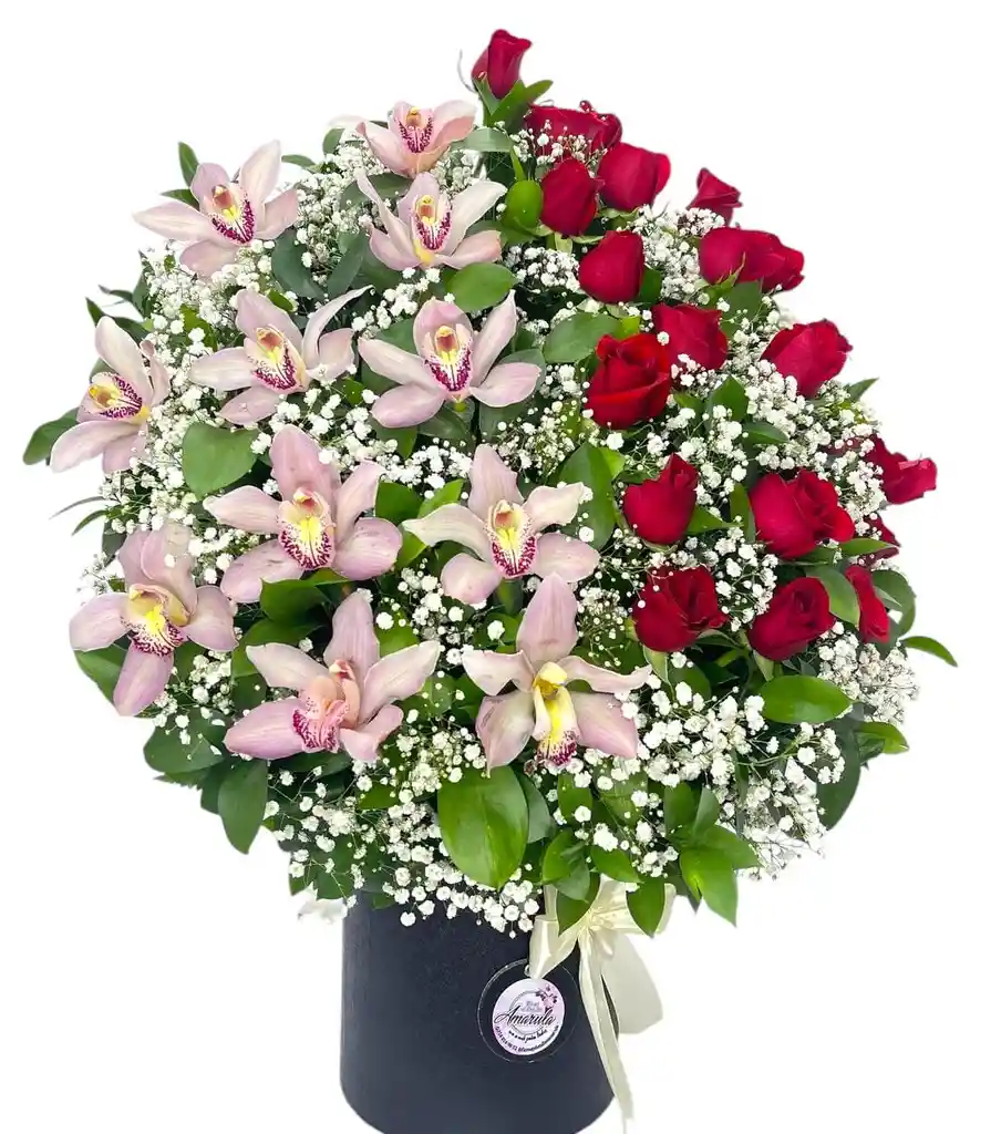 Flores- Rosas Y Orquídeas En Cilindro