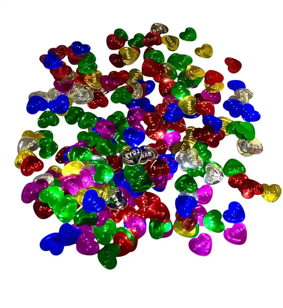 Confeti Metalizado Corazon Love Colores Surtidos