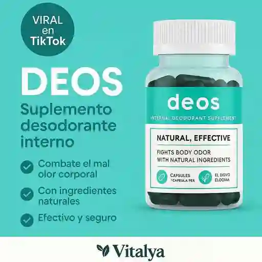 Deos Desodorante Interno 30 cápsulas | Frescura Natural Corporal, Íntima Y Bucal