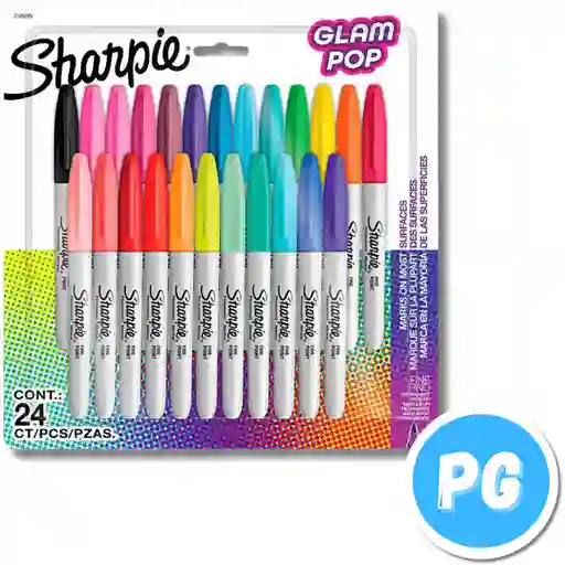 Paquete Marcador Sharpie Punta Fina X24 Unds Glam Pop Edicion 2025