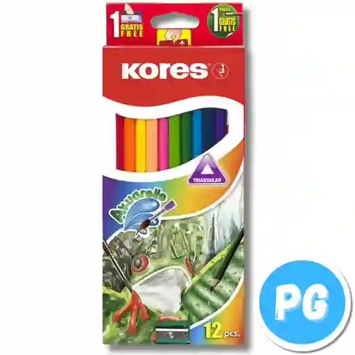 Caja Lapices De Colores Kores X12 Unds Acuareables