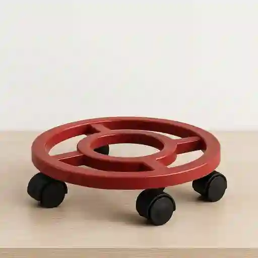 Base Plastica Grande Con Rodachines Roja