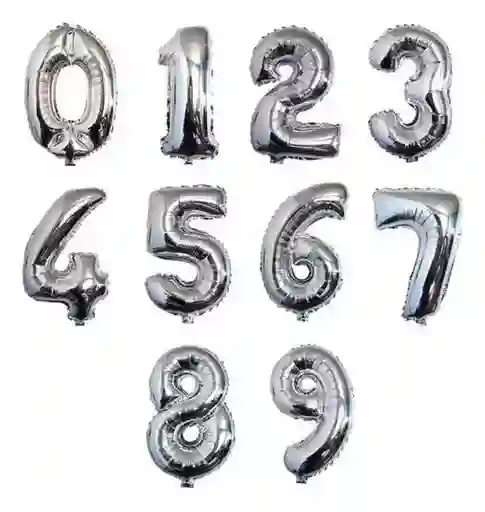 Una Unidad De Numero Metalizado Plateado Para Inflar 18 Pulgadas