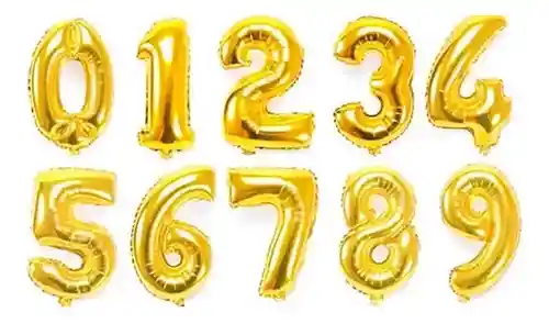 Numero Metalizado Dorado Para Inflar 18 Pulgadas