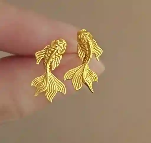 Aretes Peces Koi Pequeños Dorados