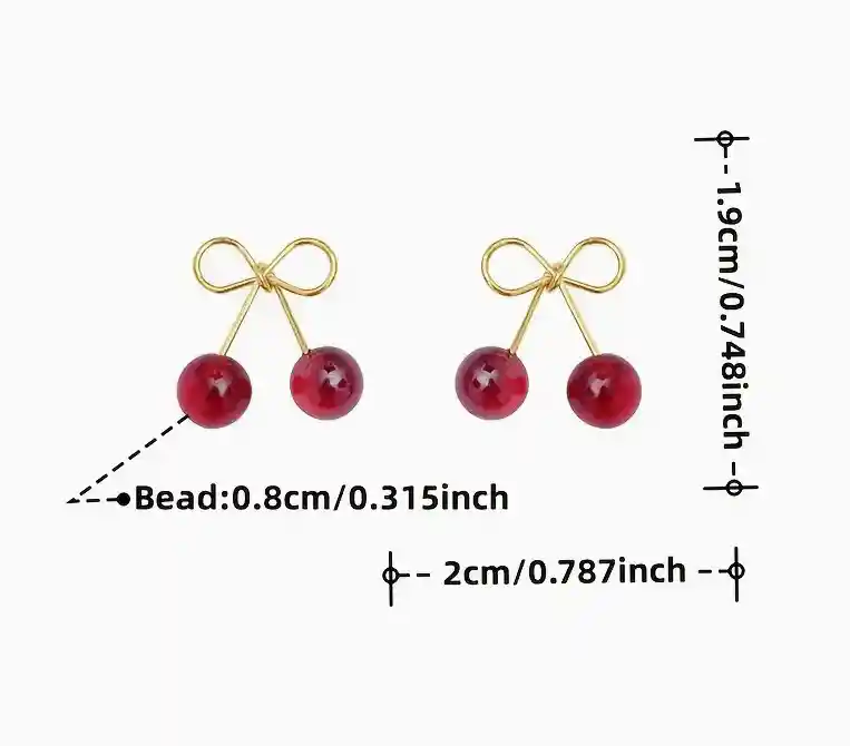 Aretes Mini Cerezas Rojas Con Dorado