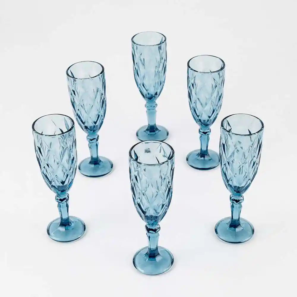 Copa Qing Ping Guo Cm Azul 165 Ml 6 Ud Vidrio