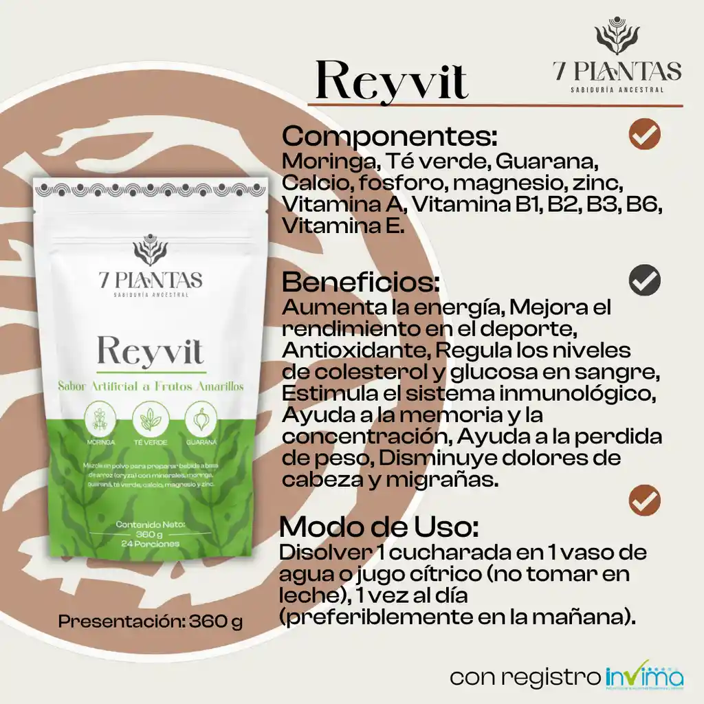 Reyvit Energizante Natural Con Moringa 360 G