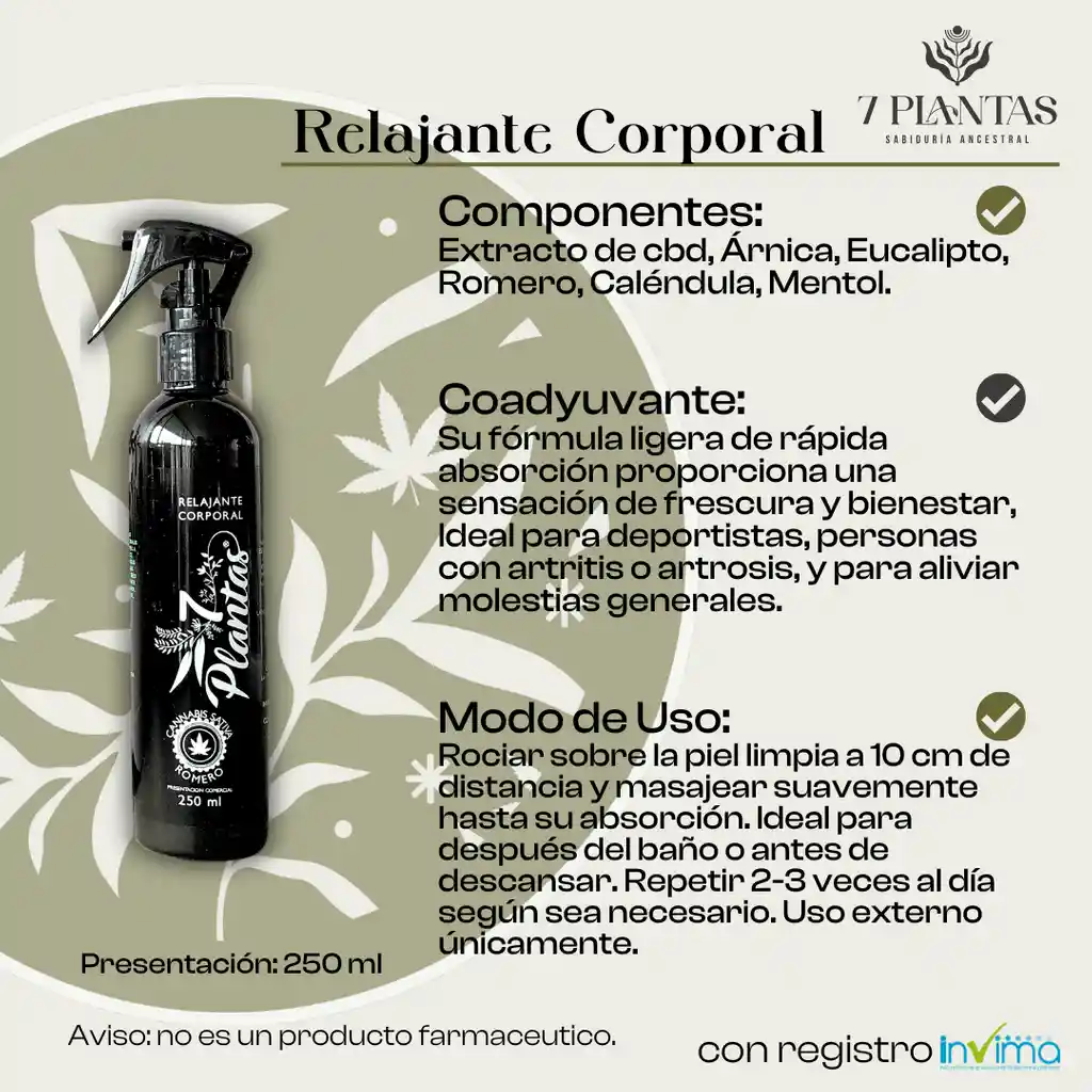7 Plantas Relajante Corporal Spray 250 Ml