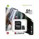 Micro Sd Kingston 64gb Clase 10, 100 Mb/s