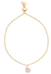 Pulsera Cadena Oro Cuarzo Rosado
