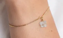 Pulsera Cadena Oro Aguamarina