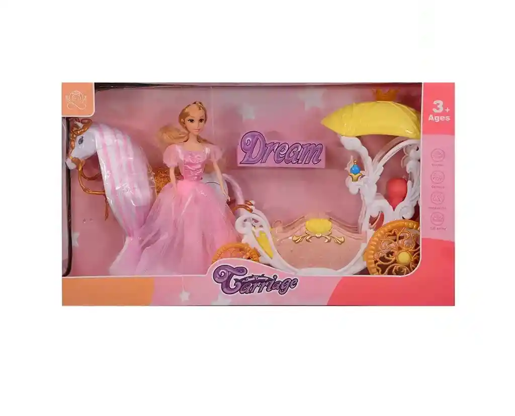Muñeca Princesa Con Caballo Y Carruaje Musical Mágico