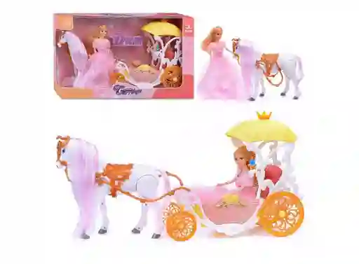 Muñeca Princesa Con Caballo Y Carruaje Musical Mágico