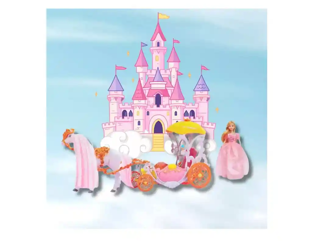 Muñeca Princesa Con Caballo Y Carruaje Musical Mágico