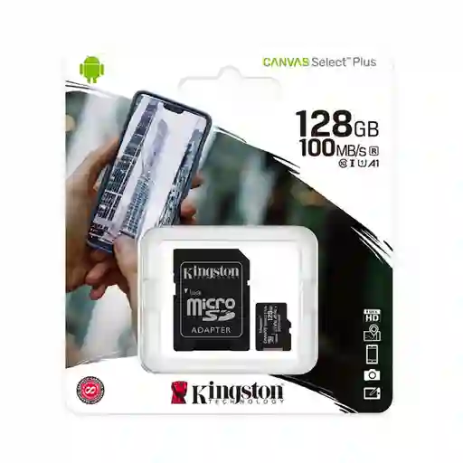 Micro Sd Kingston 128gb Clase 10, 100 Mb/s