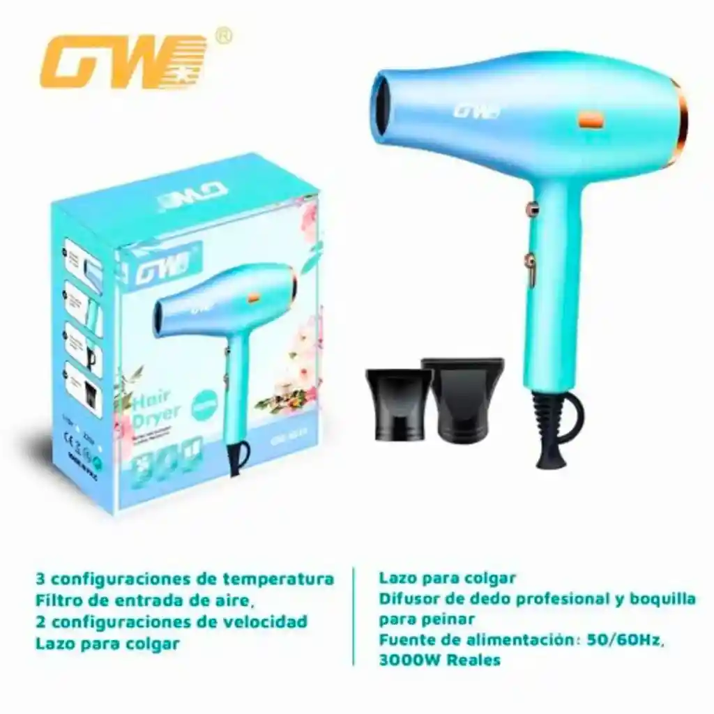 Secador De Cabello Gw-6614 Diseño Moderno
