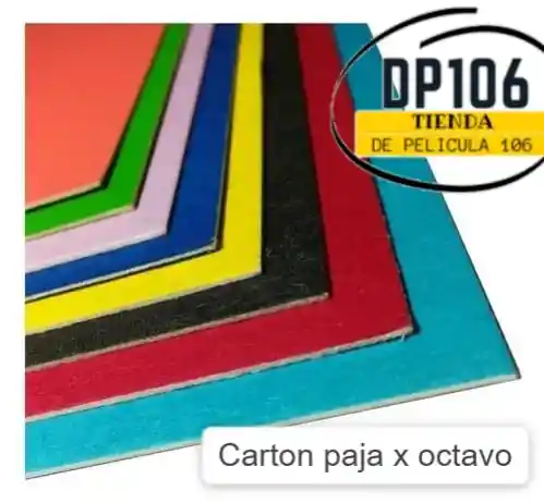Carton Paja De Colores 1/8 Paquete 10 Unid