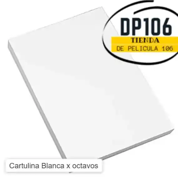 Cartulina Blanca 1/8 (octavos) X 2 Und