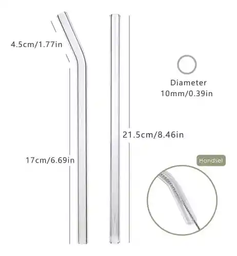Pitillos En Vidrio Reutilizables X4 Unidades + 1 Limpiador