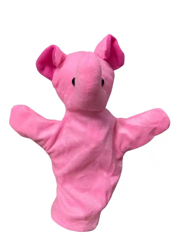Titere Peluche Marioneta De Elefante Rosado 21cm