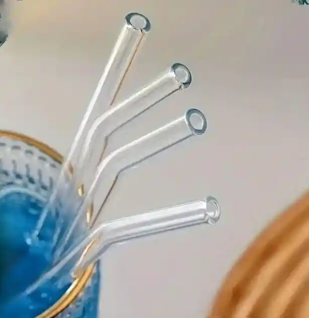 Pitillos En Vidrio Reutilizables X4 Unidades + 1 Limpiador