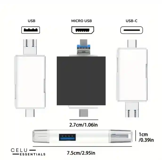 Lector De Tarjetas Usb Para Usb/tipo C/ Micro Usb