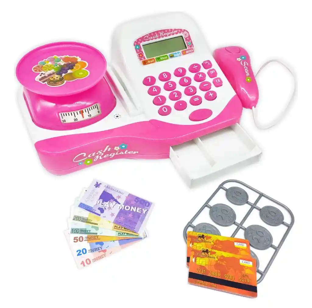 Juguete Caja Registradora Rosa Con Luces Y Sonidos